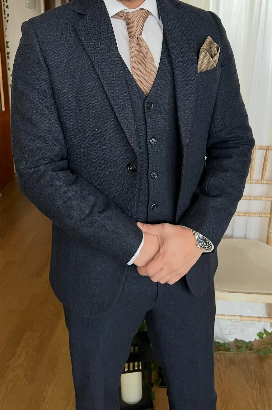 Navy Mens Tweed 3 Piece — photo 1 of 10